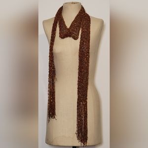Copper and gold hand made scarf. 86 inches.